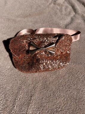 Loungefly Sequin Bow Minnie Mouse Accent Crossbody Belt Bag - Rose Gold